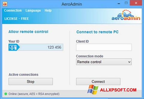 Capture d'écran AeroAdmin pour Windows XP