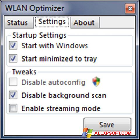 Capture d'écran WLAN Optimizer pour Windows XP